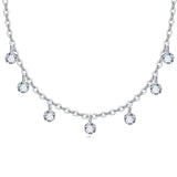 925 Sterling Silver Elegant Asymmetrical Zircon Necklace
