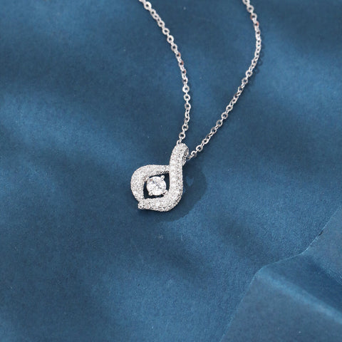 925 Sterling Silver Elegant Zircon Teardrop Pendant Necklace With Sparkling Accents