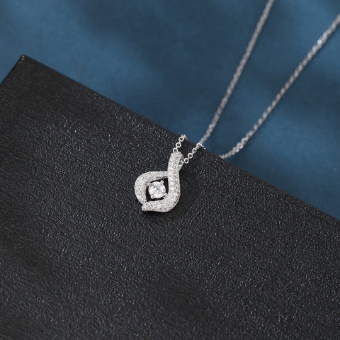 925 Sterling Silver Elegant Zircon Teardrop Pendant Necklace With Sparkling Accents