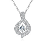 925 Sterling Silver Elegant Zircon Teardrop Pendant Necklace With Sparkling Accents