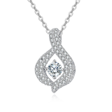 925 Sterling Silver Elegant Zircon Teardrop Pendant Necklace With Sparkling Accents