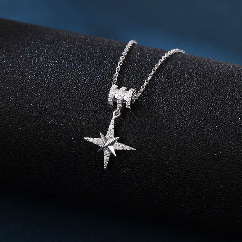 925 Sterling Silver Elegant Zircon Star Pendant Necklace With Sparkling Celestial Charm