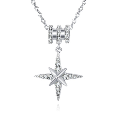 925 Sterling Silver Elegant Zircon Star Pendant Necklace With Sparkling Celestial Charm