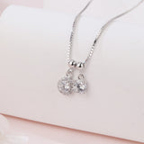 925 Sterling Silver Elegant Silver Zircon Pendant Necklace With Dual Charm Design