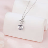925 Sterling Silver Elegant Zircon Floral Pendant Necklace With Sparkling Center Stone