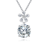 925 Sterling Silver Elegant Zircon Floral Pendant Necklace With Sparkling Center Stone