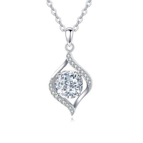 925 Sterling Silver Elegant Zircon Pendant Necklace: Timeless Silver Jewelry With Sparkling Accents