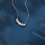 925 Sterling Silver Elegant Zircon Necklace With Five-stone Curved Bar Pendant And Delicate Silver Chain