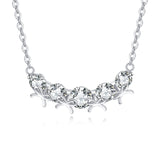 925 Sterling Silver Elegant Zircon Necklace With Five-stone Curved Bar Pendant And Delicate Silver Chain