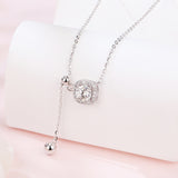 925 Sterling Silver Elegant Square Moissanite Pendant Necklace With Adjustable Chain
