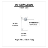 925 Sterling Silver Elegant Square Moissanite Pendant Necklace With Adjustable Chain