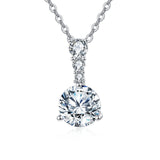 925 Sterling Silver Elegant Triple Moissanite Solitaire Necklace With Graduated Stones