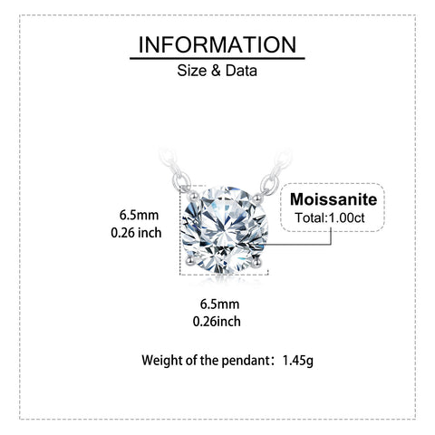 925 Sterling Silver Elegant Solitaire Moissanite Necklace With Silver Chain: Timeless Beauty For Any Occasion