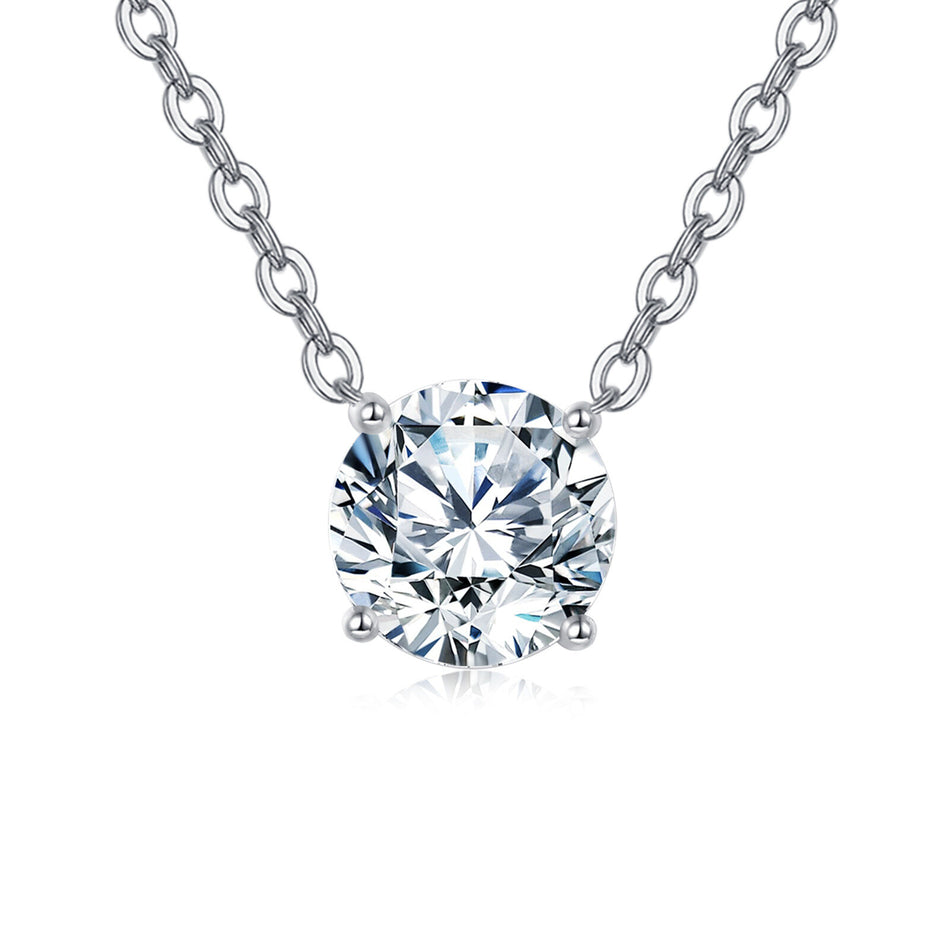 925 Sterling Silver Elegant Solitaire Moissanite Necklace With Silver Chain: Timeless Beauty For Any Occasion