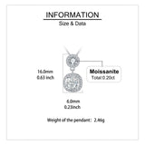 925 Sterling Silver Elegant Moissanite Pendant Necklace With Double Halo Design In Silver Chain