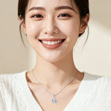 925 Sterling Silver Elegant Solitaire Moissanite Pendant Necklace In Platinum-plated Sterling Silver