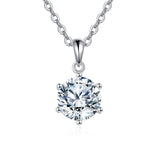 925 Sterling Silver Elegant Solitaire Moissanite Pendant Necklace In Platinum-plated Sterling Silver