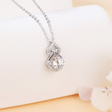 925 Sterling Silver Elegant Moissanite Pendant Necklace With Sparkling Accents