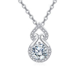 925 Sterling Silver Elegant Moissanite Pendant Necklace With Sparkling Accents