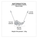 925 Sterling Silver Zircon-encrusted Feather Pendant Necklace