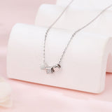 925 Sterling Silver Elegant Zircon Cube Necklace With Silver Chain And Modern Design