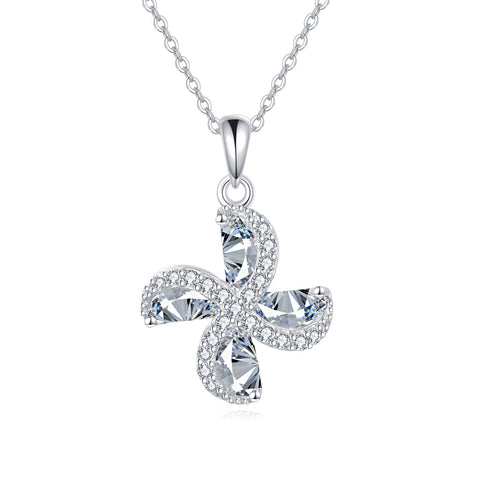 925 Sterling Silver Elegant Zircon Cross Pendant Necklace With Silver Chain And Sparkling Accents