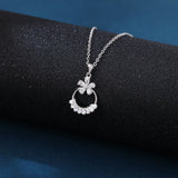 925 Sterling Silver Elegant Zircon Flower Pendant Necklace With Silver Chain