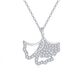 925 Sterling Silver Elegant Zircon Leaf Pendant Necklace: Timeless Feminine Charm