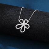 925 Sterling Silver Elegant Zircon Four-leaf Clover Pendant Necklace In Sterling Silver