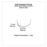 925 Sterling Silver Elegant Silver Zircon Bow Necklace With Curved Bar Pendant