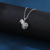 925 Sterling Silver Elegant Silver Pearl Sphere Necklace With Green Gem And Zircon Accents