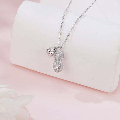 925 Sterling Silver Elegant Zircon-studded Pod Necklace With Sleek Chain Design