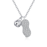 925 Sterling Silver Elegant Zircon-studded Pod Necklace With Sleek Chain Design