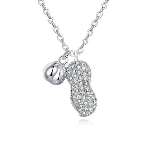 925 Sterling Silver Elegant Zircon-studded Pod Necklace With Sleek Chain Design