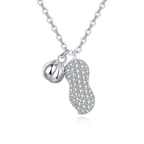 925 Sterling Silver Elegant Zircon-studded Pod Necklace With Sleek Chain Design