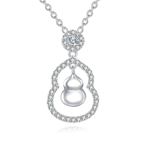 925 Sterling Silver Zircon-encrusted Gourd Pendant Necklace: Fusion Of Elegance And Cultural Symbolism