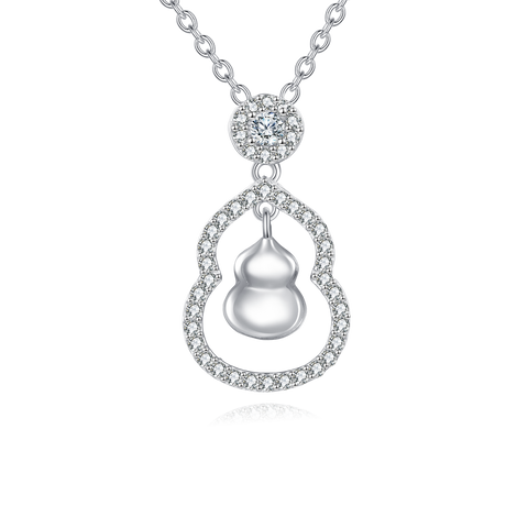 925 Sterling Silver Zircon-encrusted Gourd Pendant Necklace: Fusion Of Elegance And Cultural Symbolism