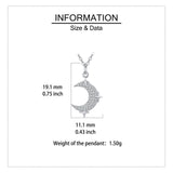 925 Sterling Silver Silver Crescent Moon And Star Zircon Pendant Necklace