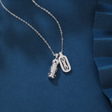 925 Sterling Silver **title:** Elegant Scarab & Oval Zircon Pendant Necklace