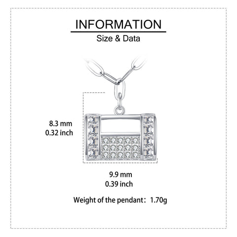 925 Sterling Silver Elegant Rectangular Zircon Encrusted Pendant Necklace With Silver Chain