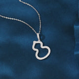 925 Sterling Silver Elegant Silver Zircon Heart-shaped Pendant Necklace With Wavy Design