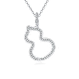 925 Sterling Silver Elegant Silver Zircon Heart-shaped Pendant Necklace With Wavy Design