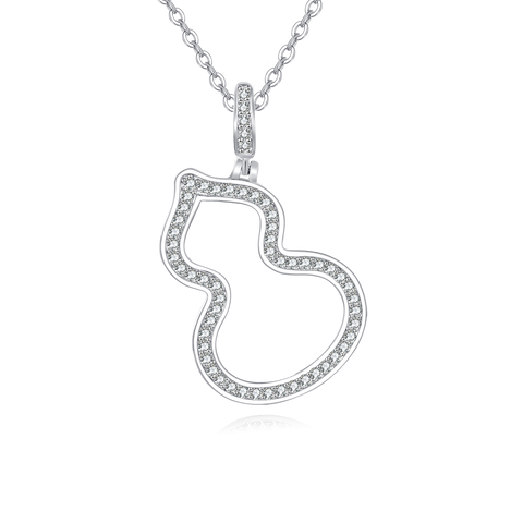 925 Sterling Silver Elegant Silver Zircon Heart-shaped Pendant Necklace With Wavy Design