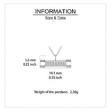 925 Sterling Silver Elegant Zircon-studded Rectangular Pendant Necklace On Silver Chain