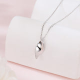 925 Sterling Silver Elegant Teardrop Zircon Necklace With Modern Wavy Design And Sparkling Accents