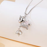 925 Sterling Silver Enchanted Unicorn Wing Pendant Necklace With Moissanite Accents