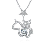 925 Sterling Silver Stellar Elegance: Moissanite-studded Star Wing Pendant Necklace