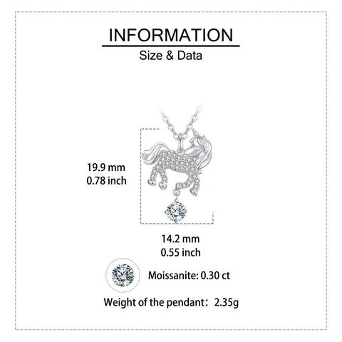 925 Sterling Silver **moissanite-studded Unicorn Pendant Necklace In Sterling Silver**