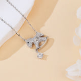 925 Sterling Silver Moissanite-studded Rocking Horse Pendant Necklace