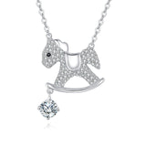 925 Sterling Silver Moissanite-studded Rocking Horse Pendant Necklace